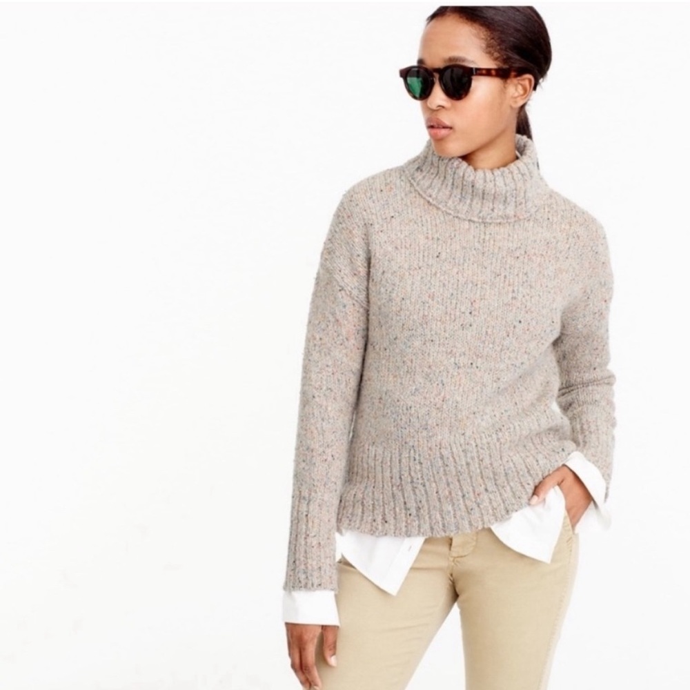J.Crew Mock Turtleneck Confetti Knit Sweater Size XL